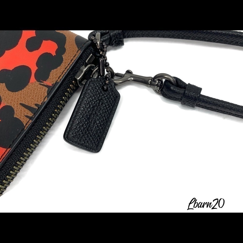 Coach Orange Wild Beast Leopard Wristlet Wallet - Picture 5 of 6